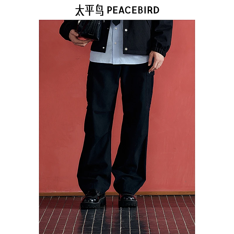 【商场同款】太平鸟男装 潮流伞兵裤黑色工装休闲裤男B2GLF1137