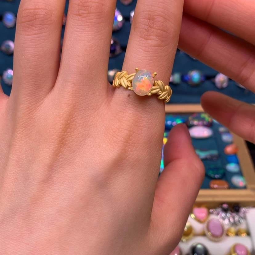 【闪购商品】欧泊戒指裸石定制不退不换银S925镀金镶嵌