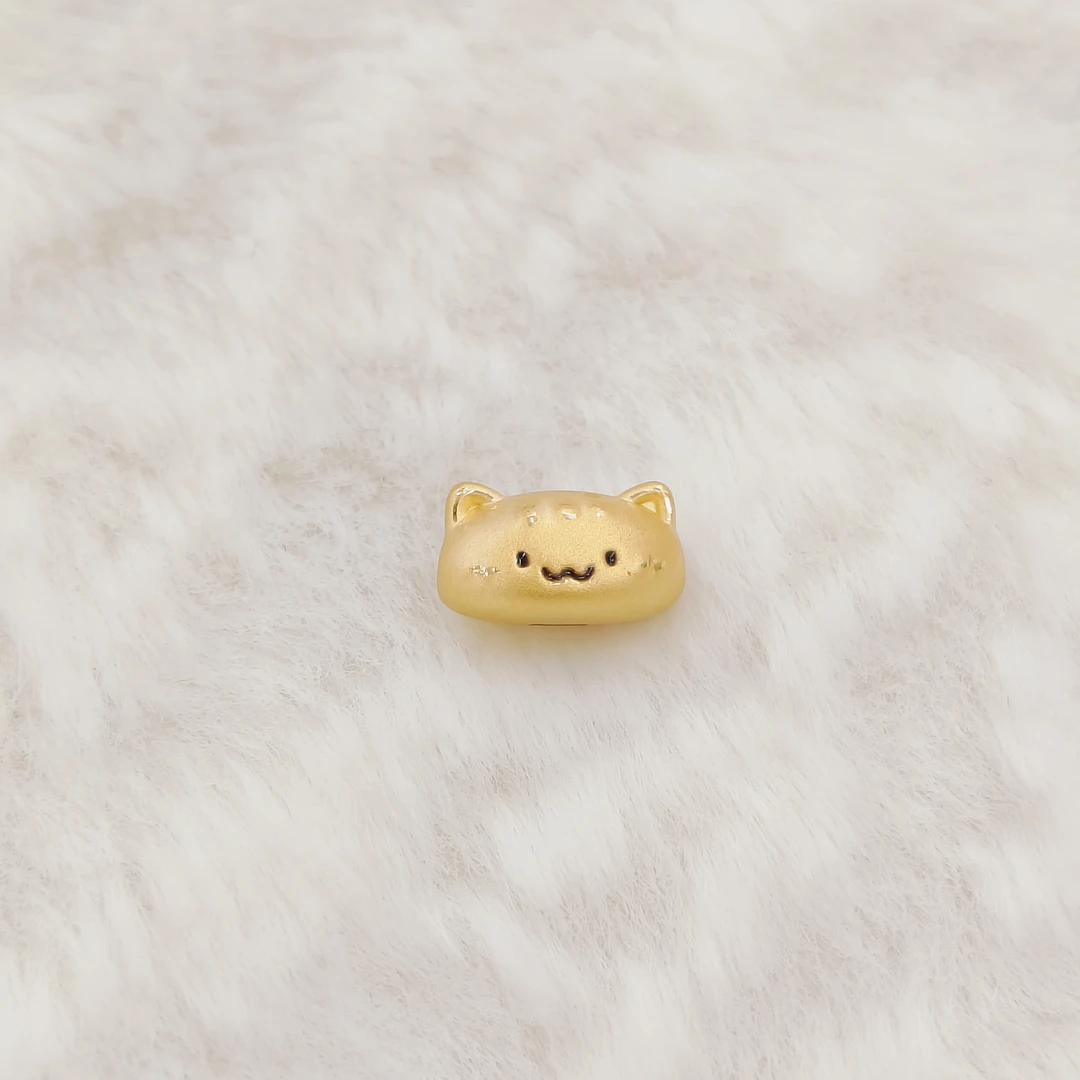 鸿瑞黄金 足金999小法棍猫烤漆款3D硬金转运珠手串