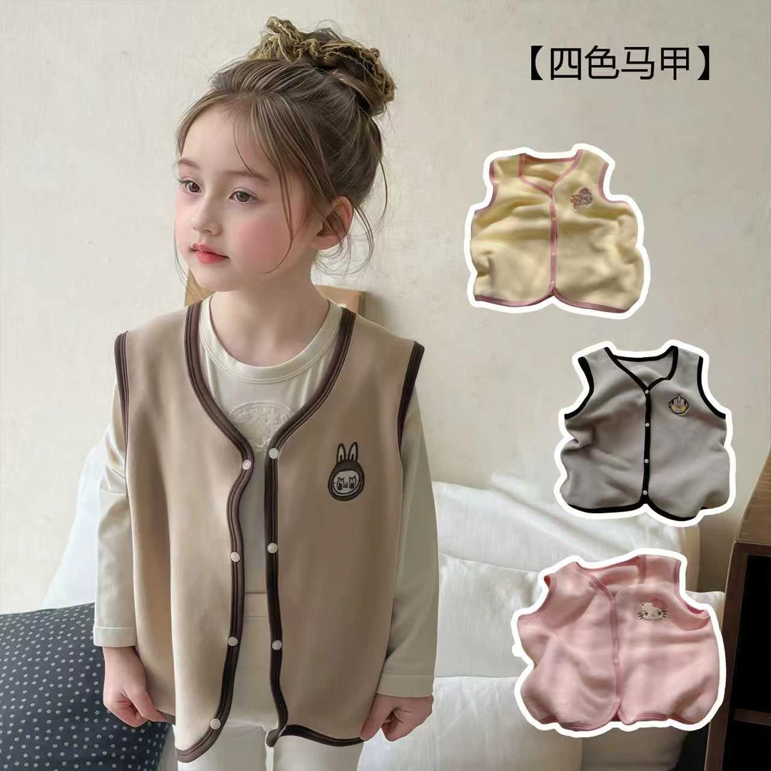 儿童卡通刺绣马甲秋冬新款韩版外穿男女童背心百搭保暖舒适cc