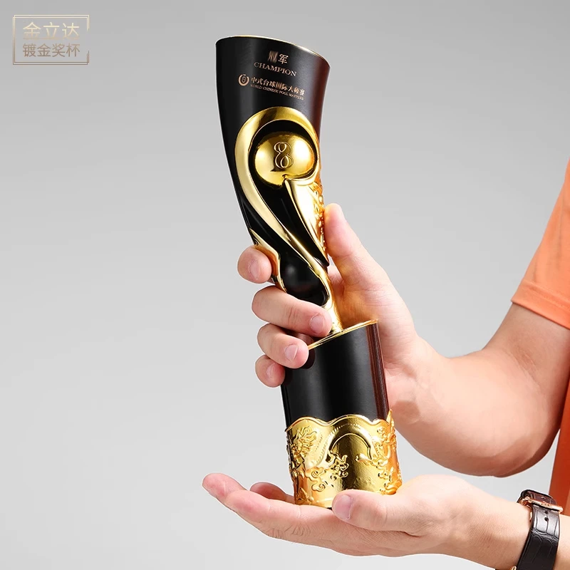 台球比赛树脂奖杯定制个性黑八竞技争霸斯诺克九球冠军桌球奖杯