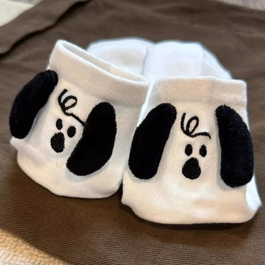 小狗袜子情侣短袜ins风日系可爱后跟卡通小狗可爱透气百搭情侣袜Q