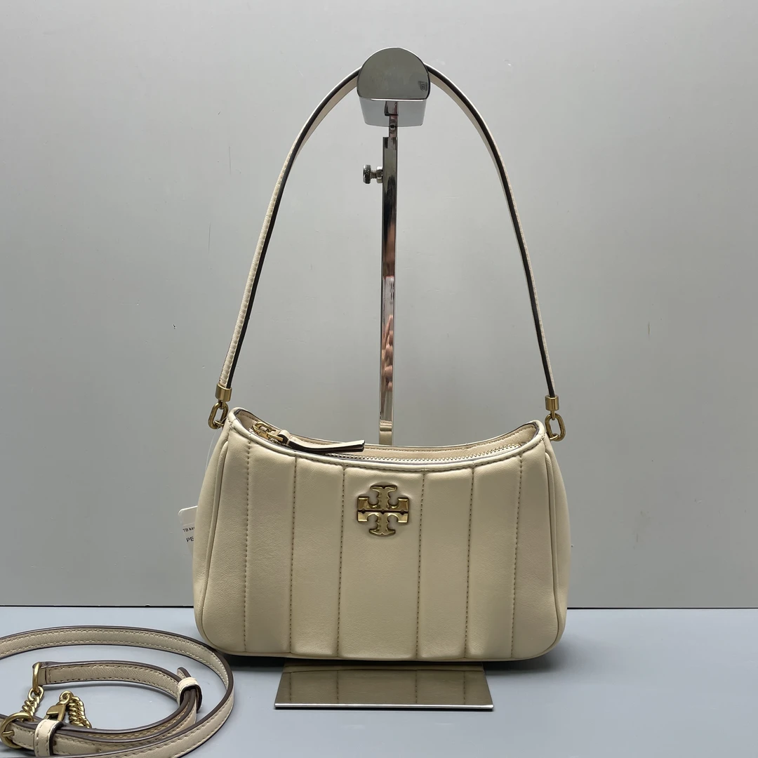 90新 TORY BURCH/汤丽柏琦 kira白色腋下包22*13*5cmMB060904