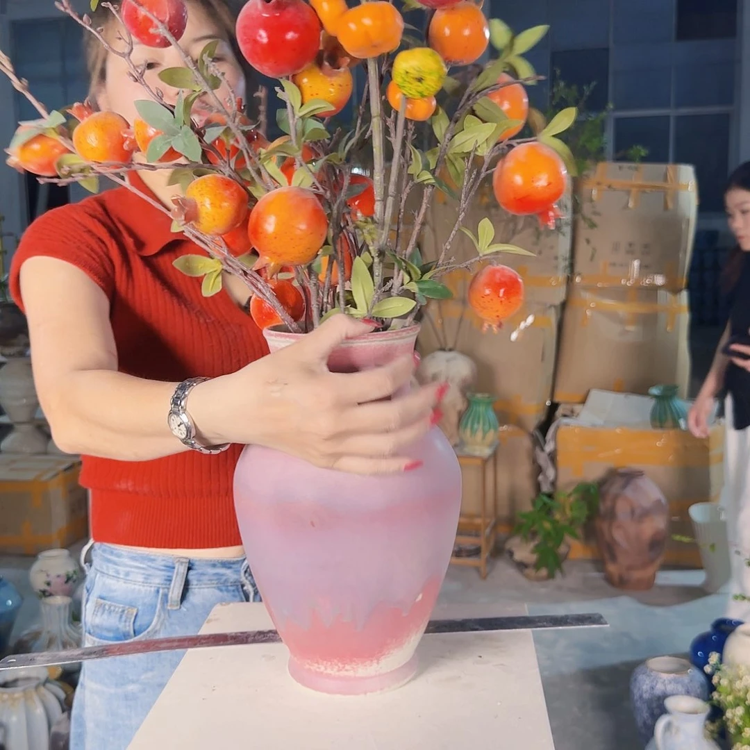 景德镇陶瓷艺术花瓶紫色双耳提梁壶