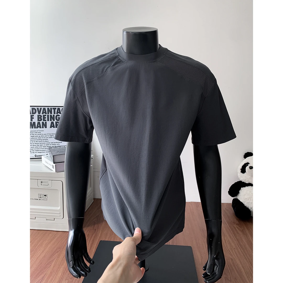 网眼速干透气短袖t恤男夏季薄款防晒美式潮牌冰感五分袖宽松半袖
