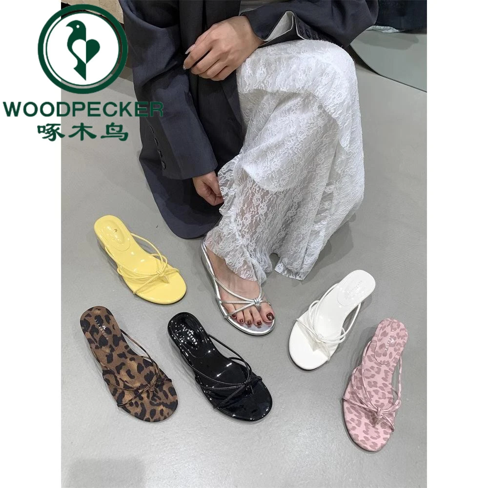 啄木鸟配裙子内增高半拖鞋女外穿2025夏季人字夹趾厚底沙滩凉拖鞋