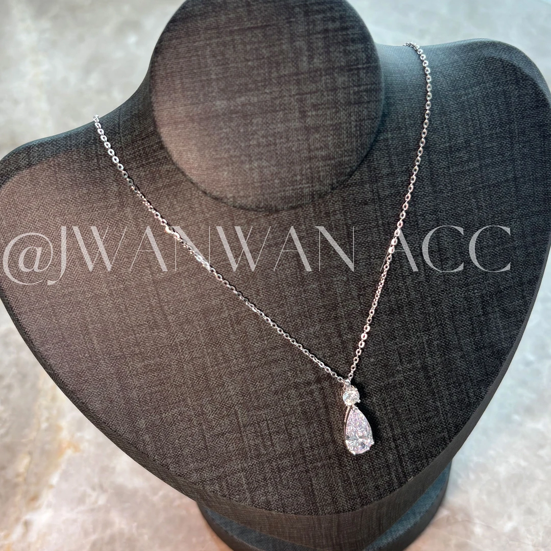 坠链均925银锆石 碎泪星河.水滴闪钻轻奢银项链11XL4233SL