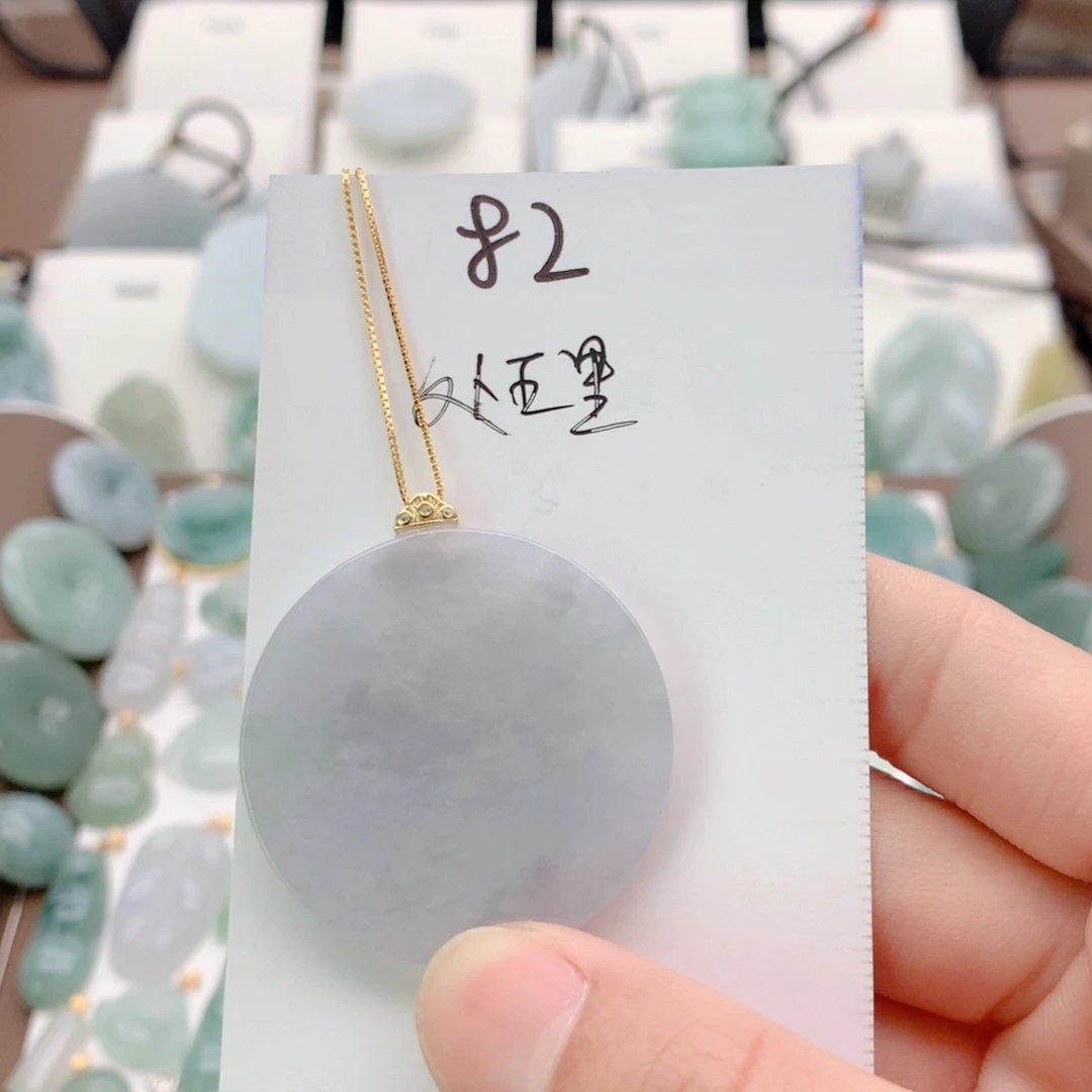 翡翠银S925镀金镶嵌颈饰吊坠