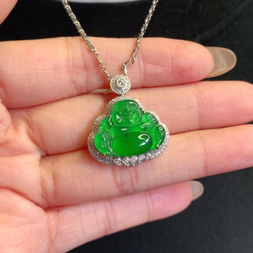 【闪购商品】颈饰18K金镶嵌翡翠佛公