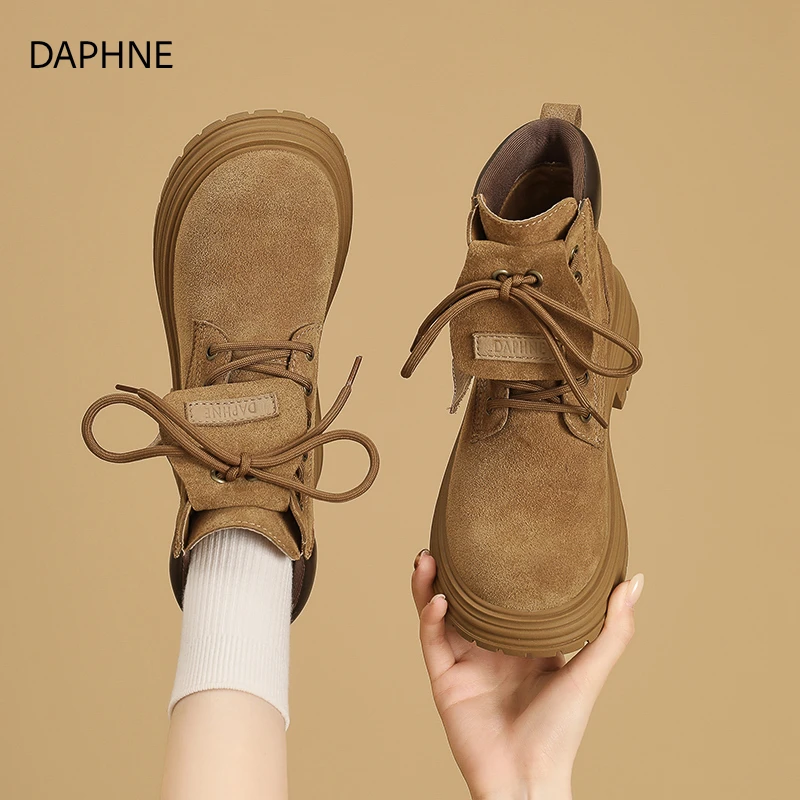 达芙妮靴子踢不烂大黄靴20255秋季新款厚底圆头马丁靴女秋冬短靴