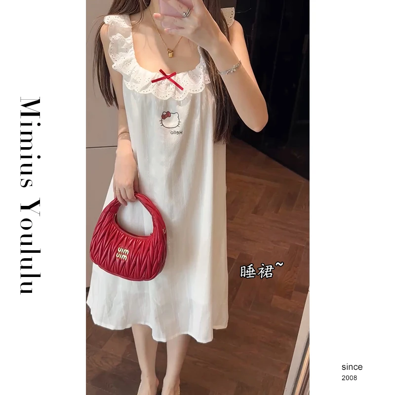【mimius】P 凯蒂猫可爱甜美少女心居家吊带睡裙（不含胸垫）G06411