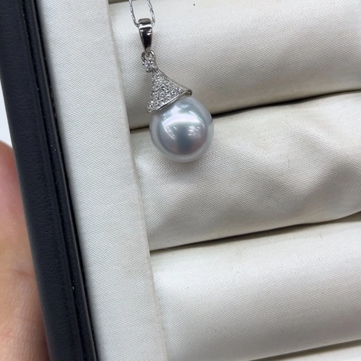 吊坠(不含链)银S925镶嵌海水珍珠9-10mm