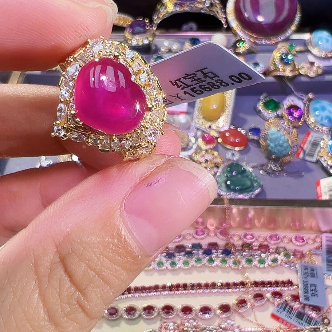 银S925镶嵌红宝石珠宝奇石