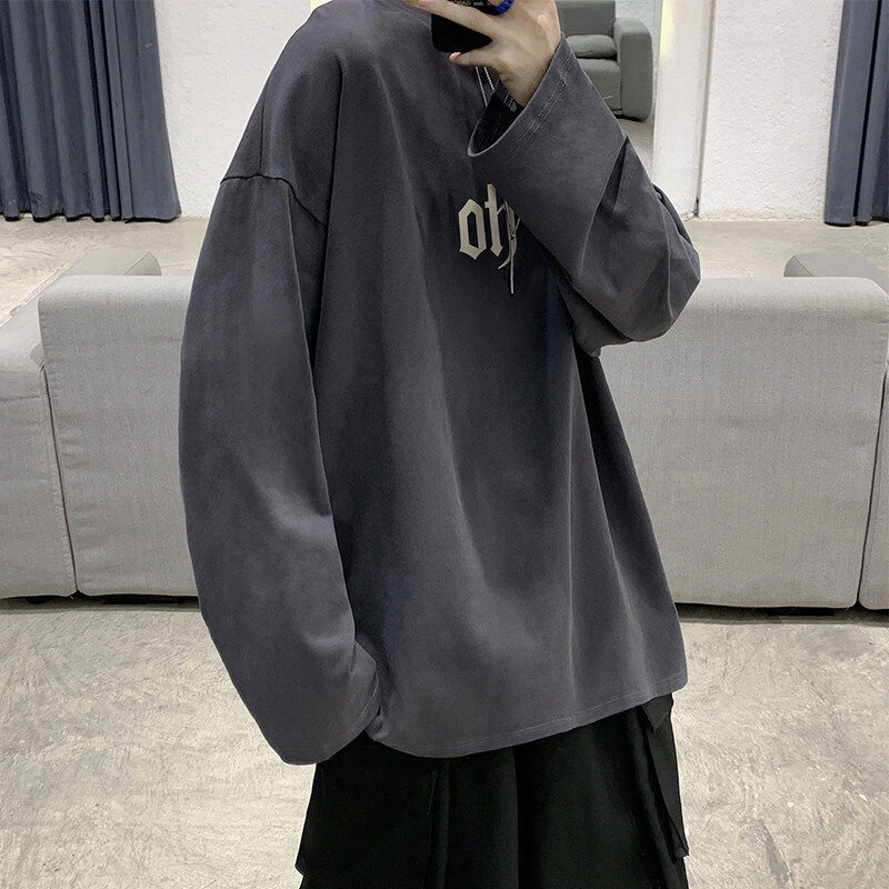 元赫纯棉长袖t恤男款春秋季学生内搭打底衫男生宽松卫衣休闲上衣