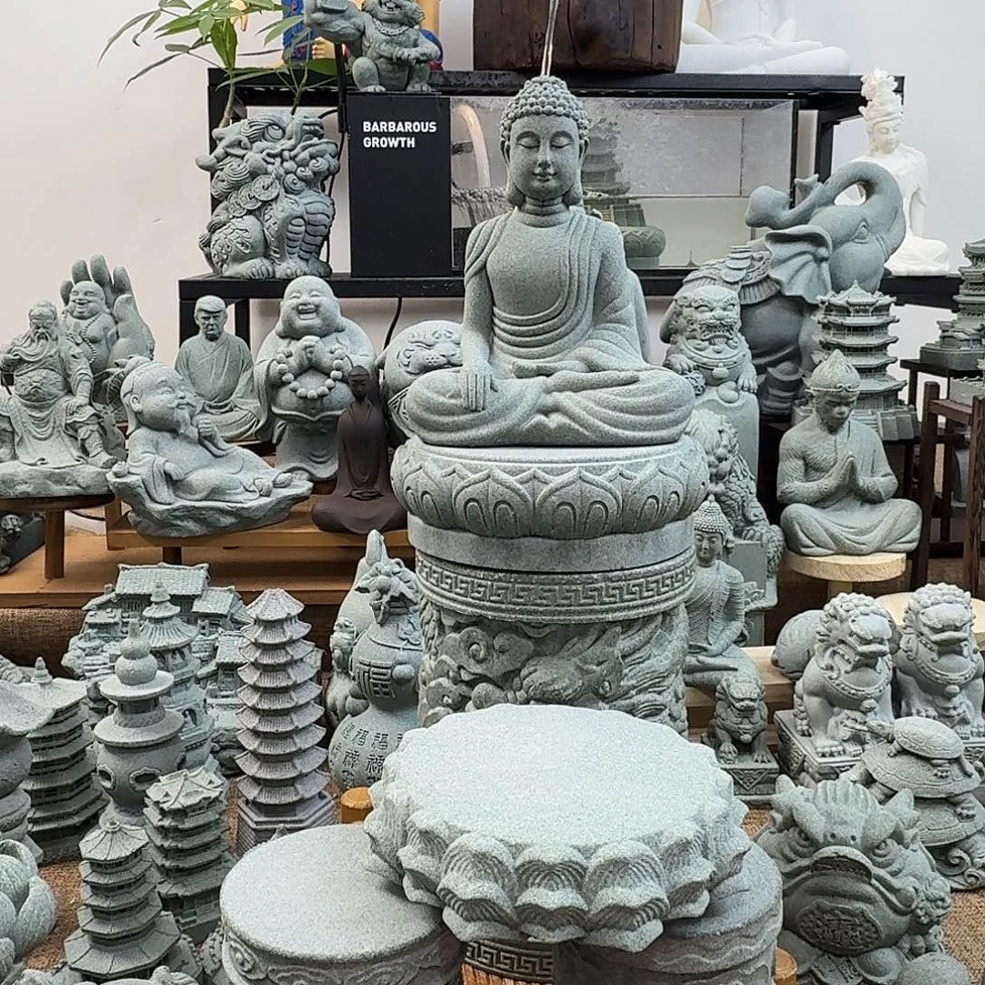 石材青砂石观音如来➕新款莲花底座送小号笑口常开