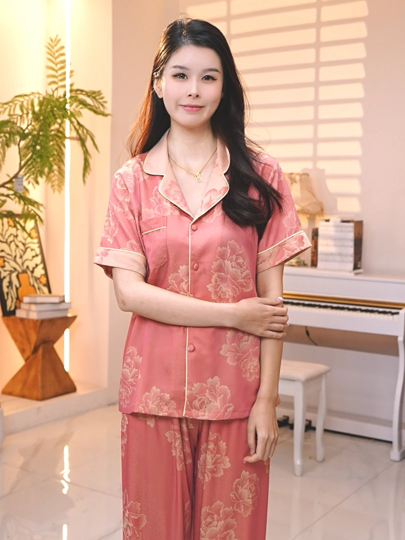 2025新款睡衣套装气质女士休闲时尚小翻领家居服bYR