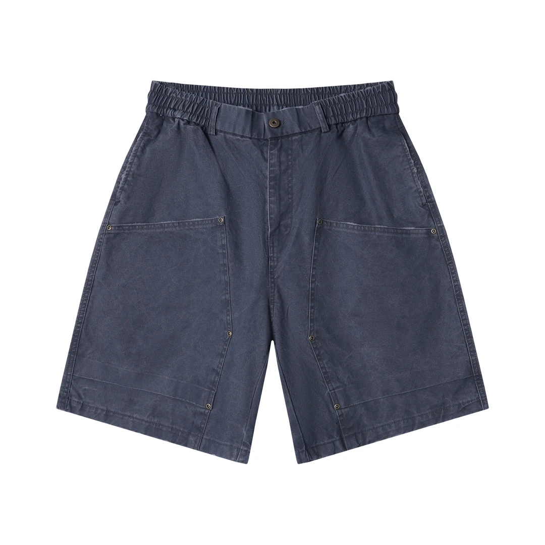 夏季高级感新款美式痞帅工装五分牛仔短裤潮牌宽松百搭裤子