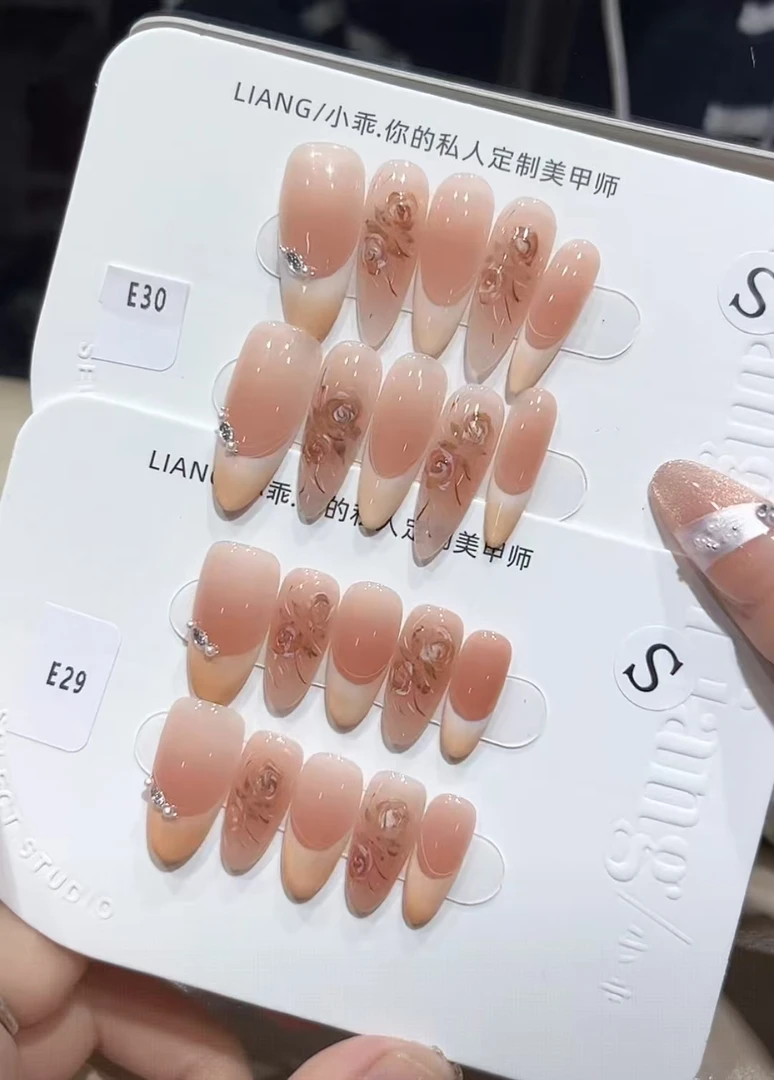 【法式玫瑰】高端 纯手工 定制 穿戴甲 轻奢美甲显白气质穿戴式