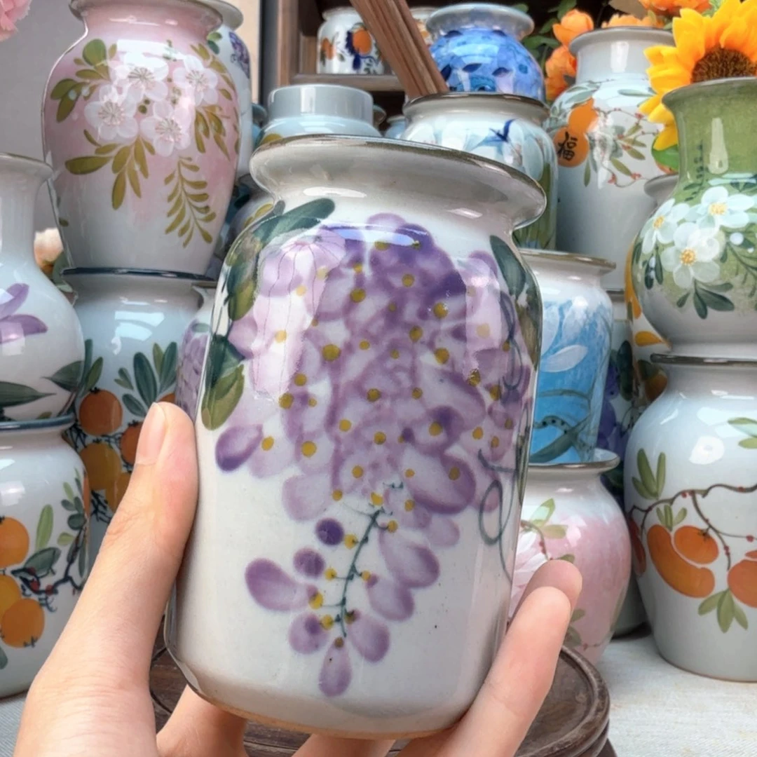 瓶景德镇纯手绘陶瓷花瓶无孔