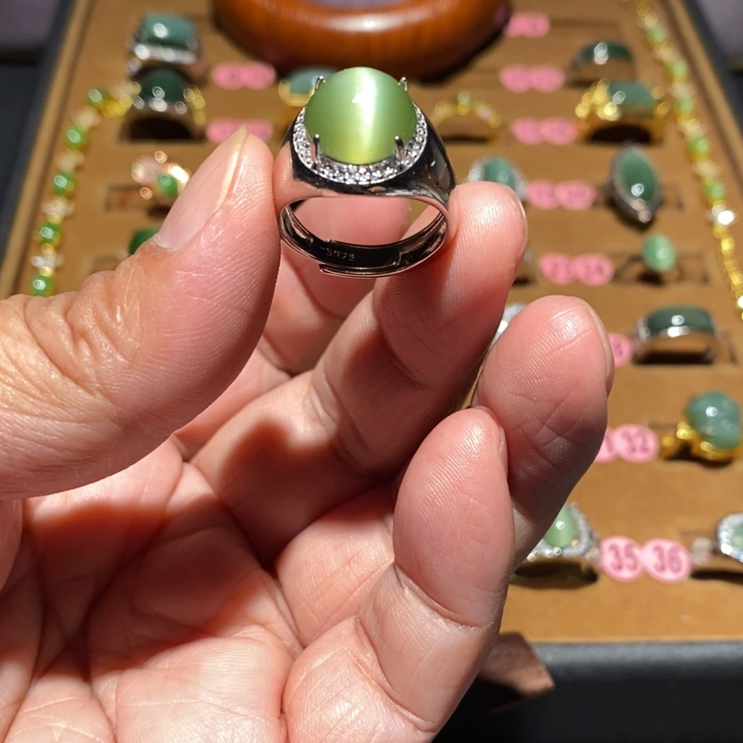 鑫***森和田玉银S925镶嵌戒指