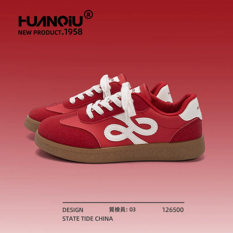 环球红色复古经典德训鞋女款秋季2025新款爆款百搭小众ins潮板鞋