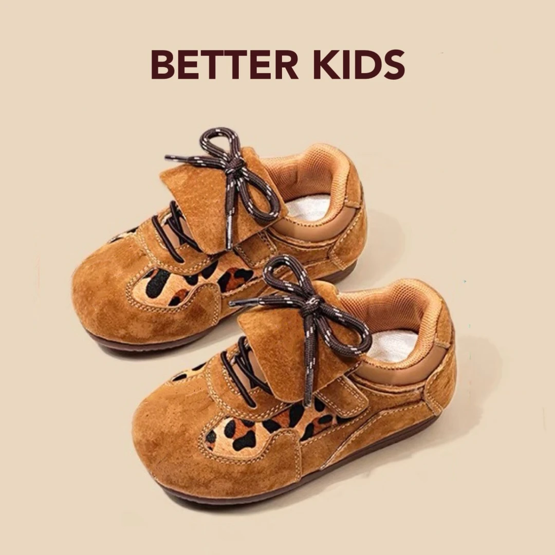 BETTER KIDS好孩子女童豹纹运动鞋2025春秋男童休闲鞋儿童阿甘鞋
