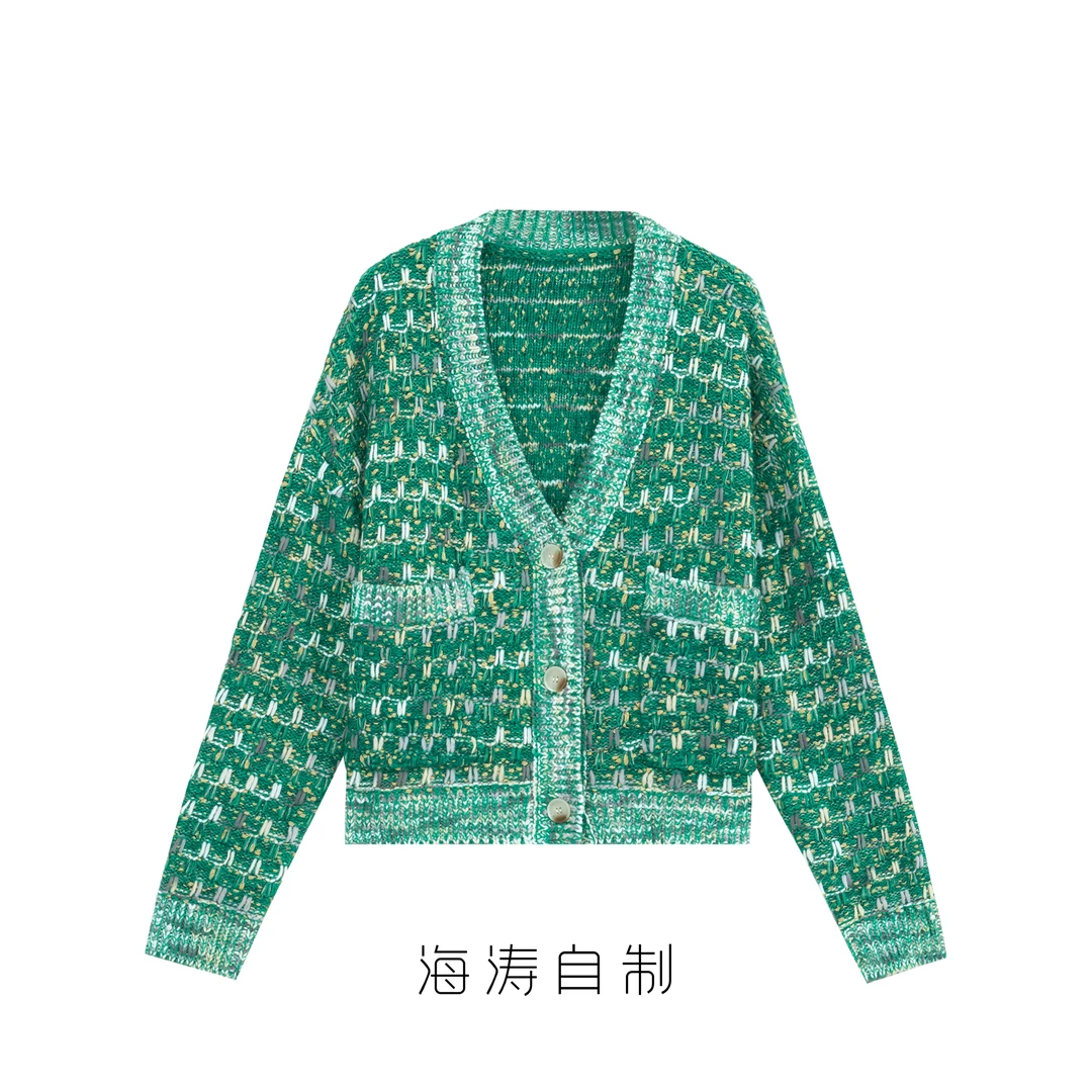 MOVNSENR 「山茶黎香」新款重工亮丝杂色编织感小香风外套MJA943