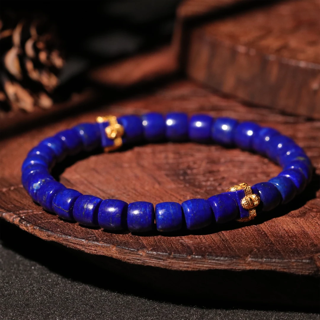 【泓贝珠宝-M122】925银配饰青金石设计款直切手串