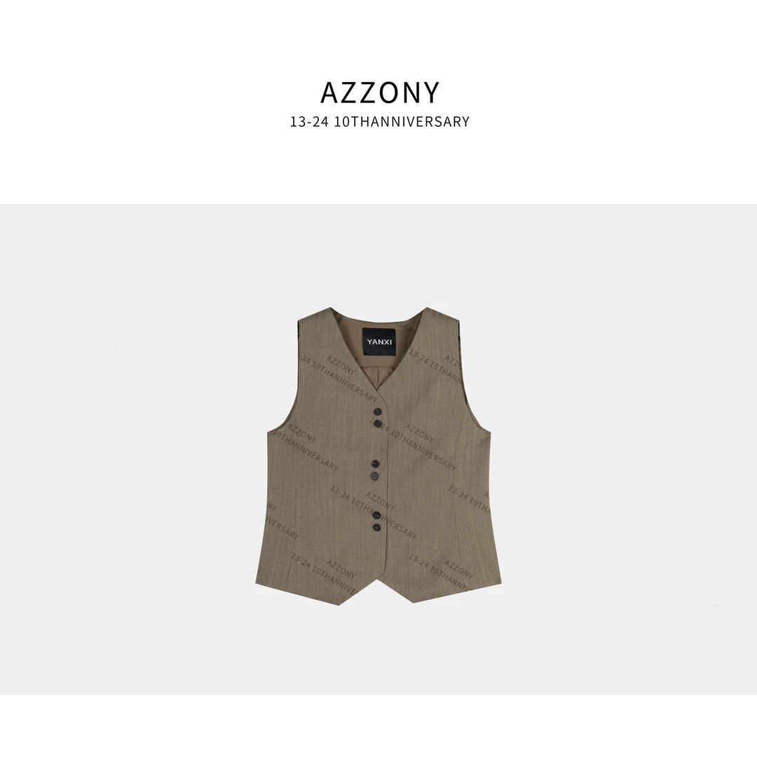 Q YYL 咖啡羊毛马甲 QBSJ24422