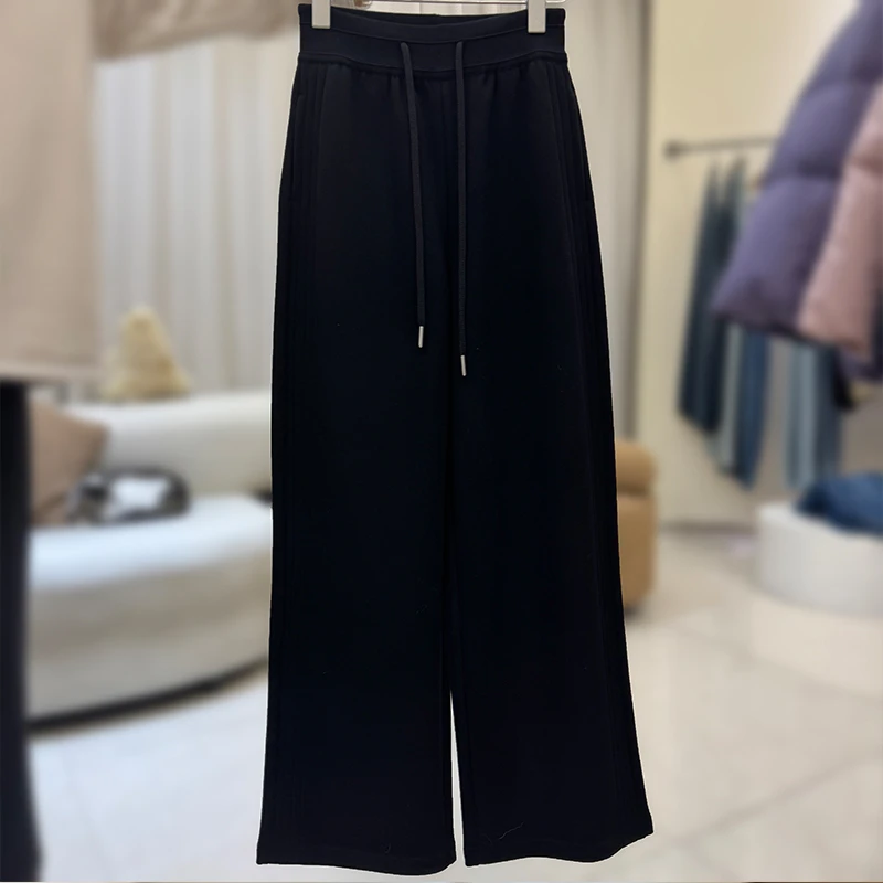 zaw大码女装加绒毛呢阔腿裤显瘦胖mm秋冬加厚百搭卫裤休闲裤25516