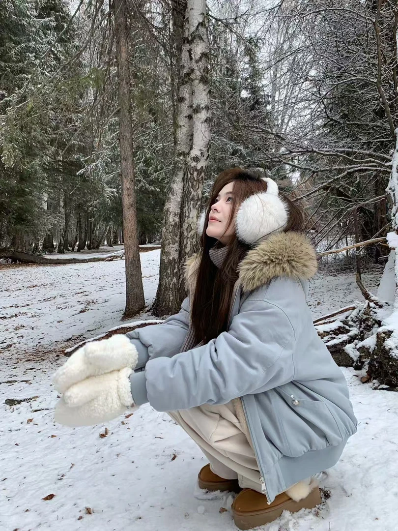 【MAGUA麻瓜】2025座山雕加厚款连帽保暖宽松型棉服1500g大毛领情侣