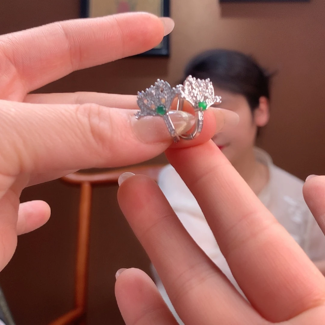 翡翠银S925镶嵌耳饰耳饰