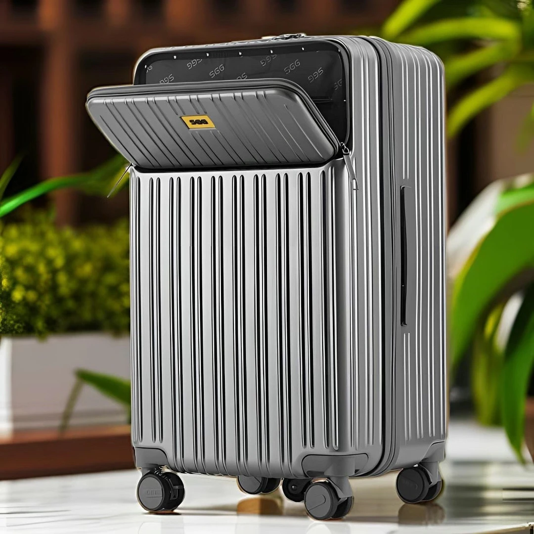 前开口行李箱ins拉杆箱五轮大容量结实登机箱静音行李拉杆箱