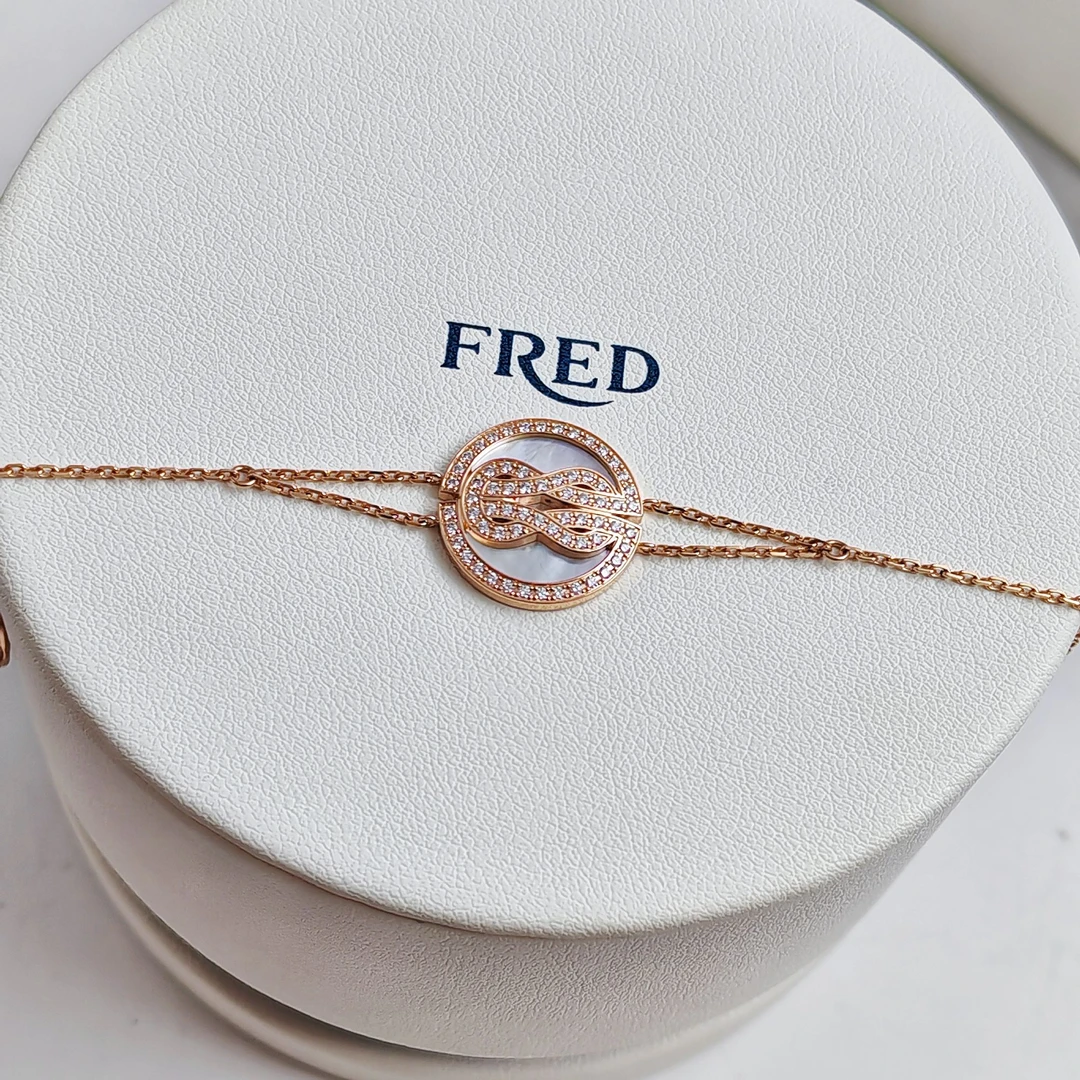 99新 FRED/斐登 LuckyMedals手链/K玫/17cm XJ
