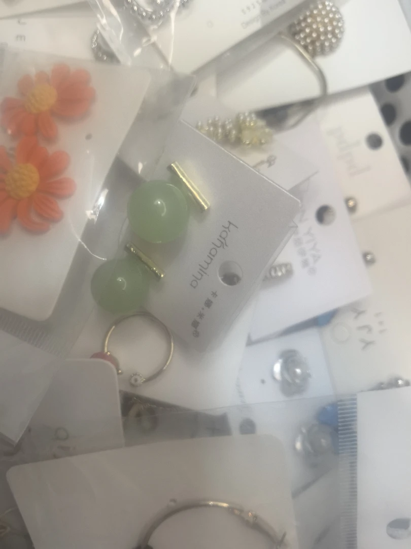 合金珐琅耳饰 女金色原创设计植物花卉绿色耳钉