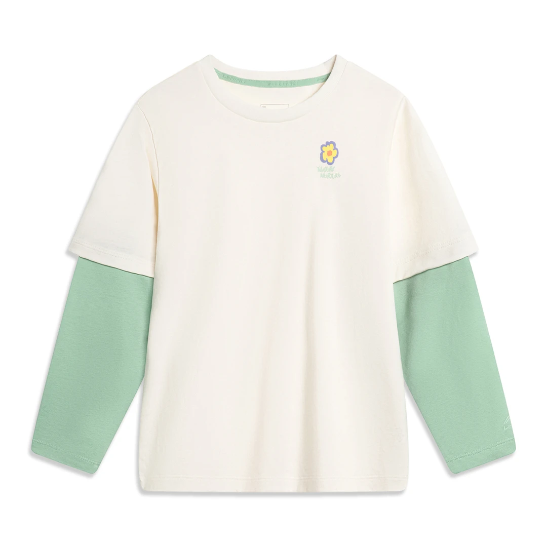 (直播）李宁女童运动宽松休闲生活系列舒适耐洗长袖文化衫YHSU012