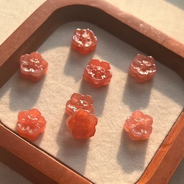 天然盐源玛瑙樱花散珠diy搭配 12.8mm