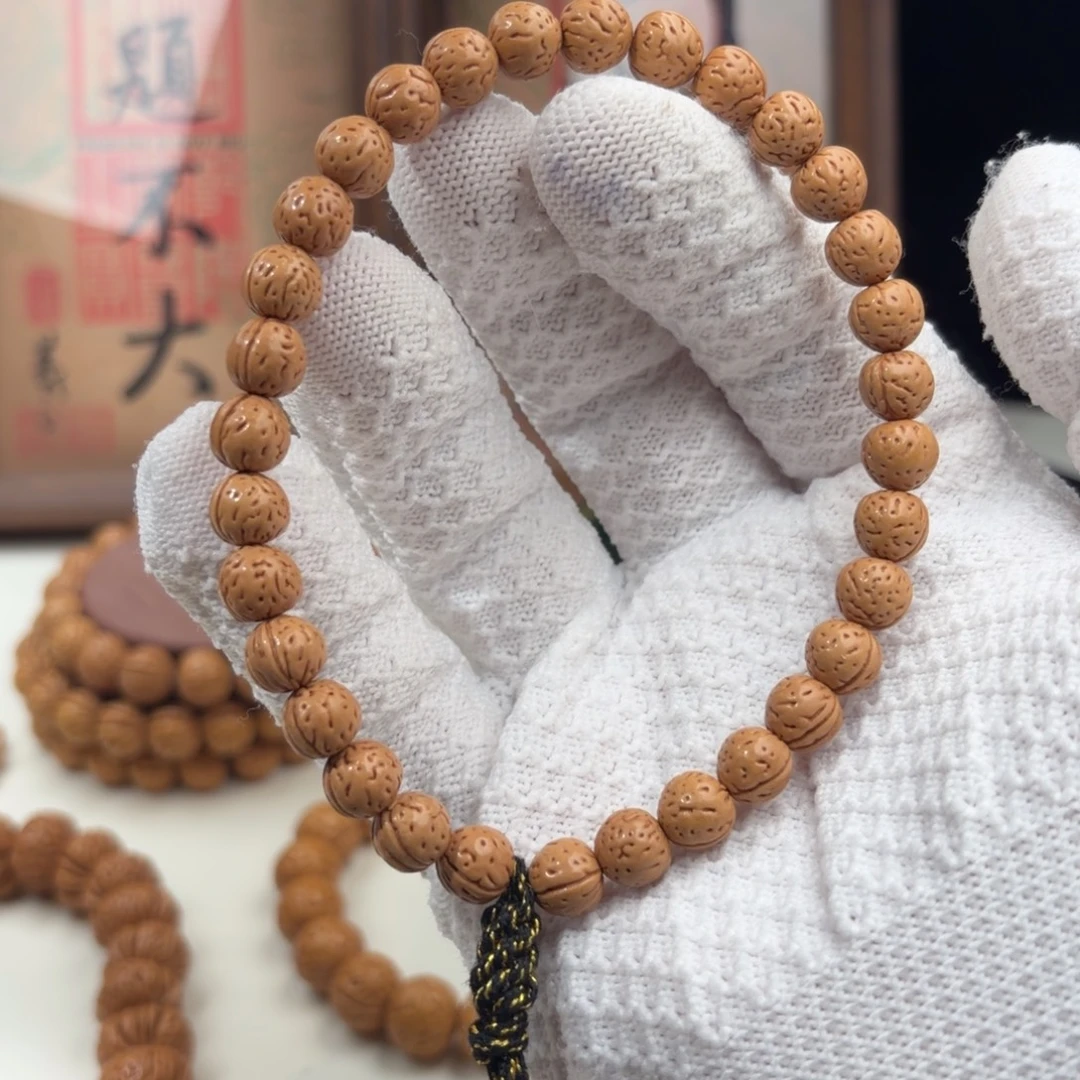桃核手串0.8加「肥脐小奶豆」野生桃核手持