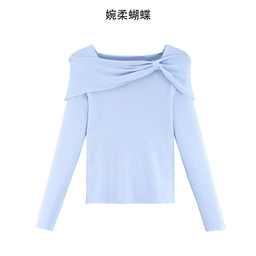 【珊珊专属】“甜酷女孩”一字肩针织衫YHE220002A