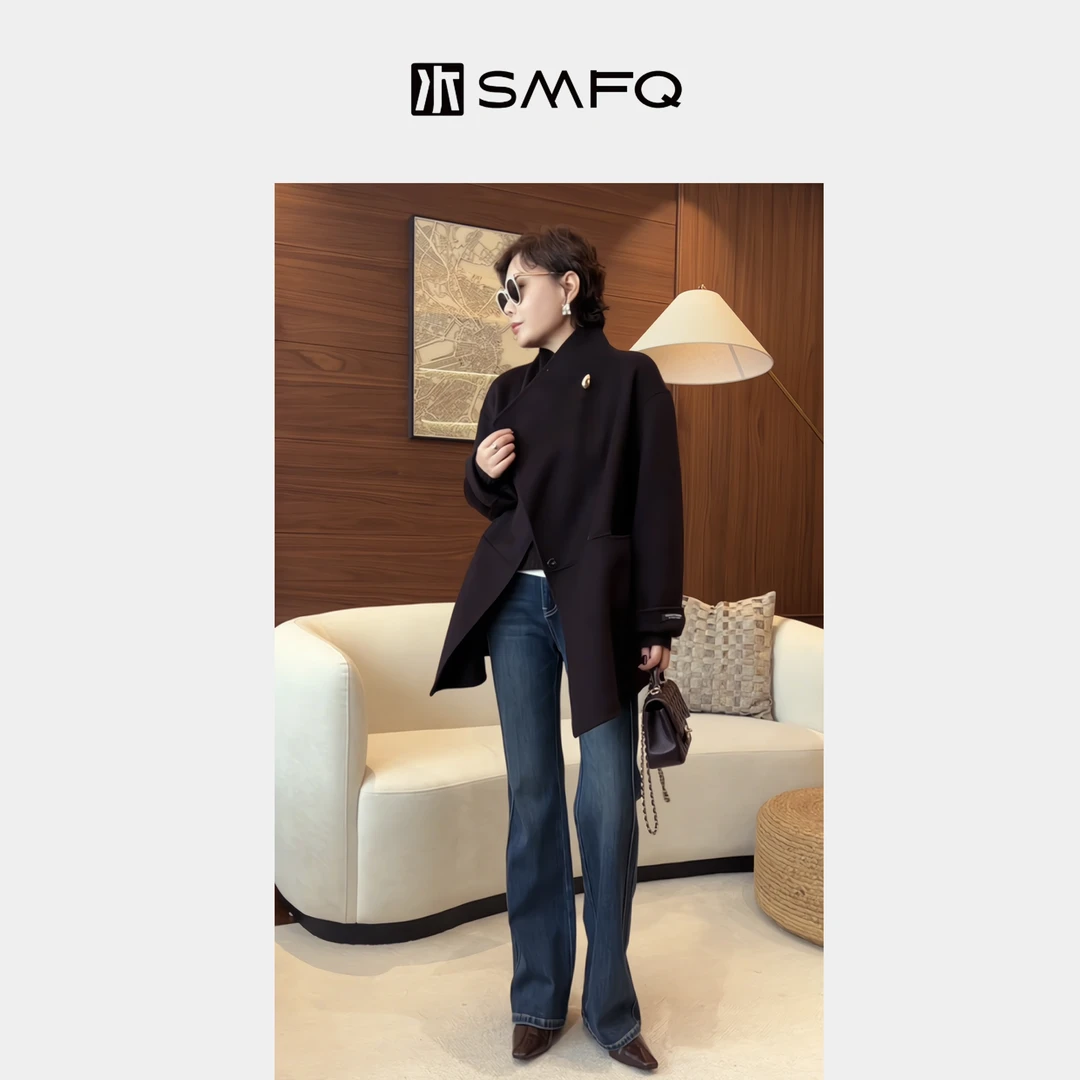 水木夫妻  进口15.5微米山羊绒细腻柔软法式高奢大衣风衣女