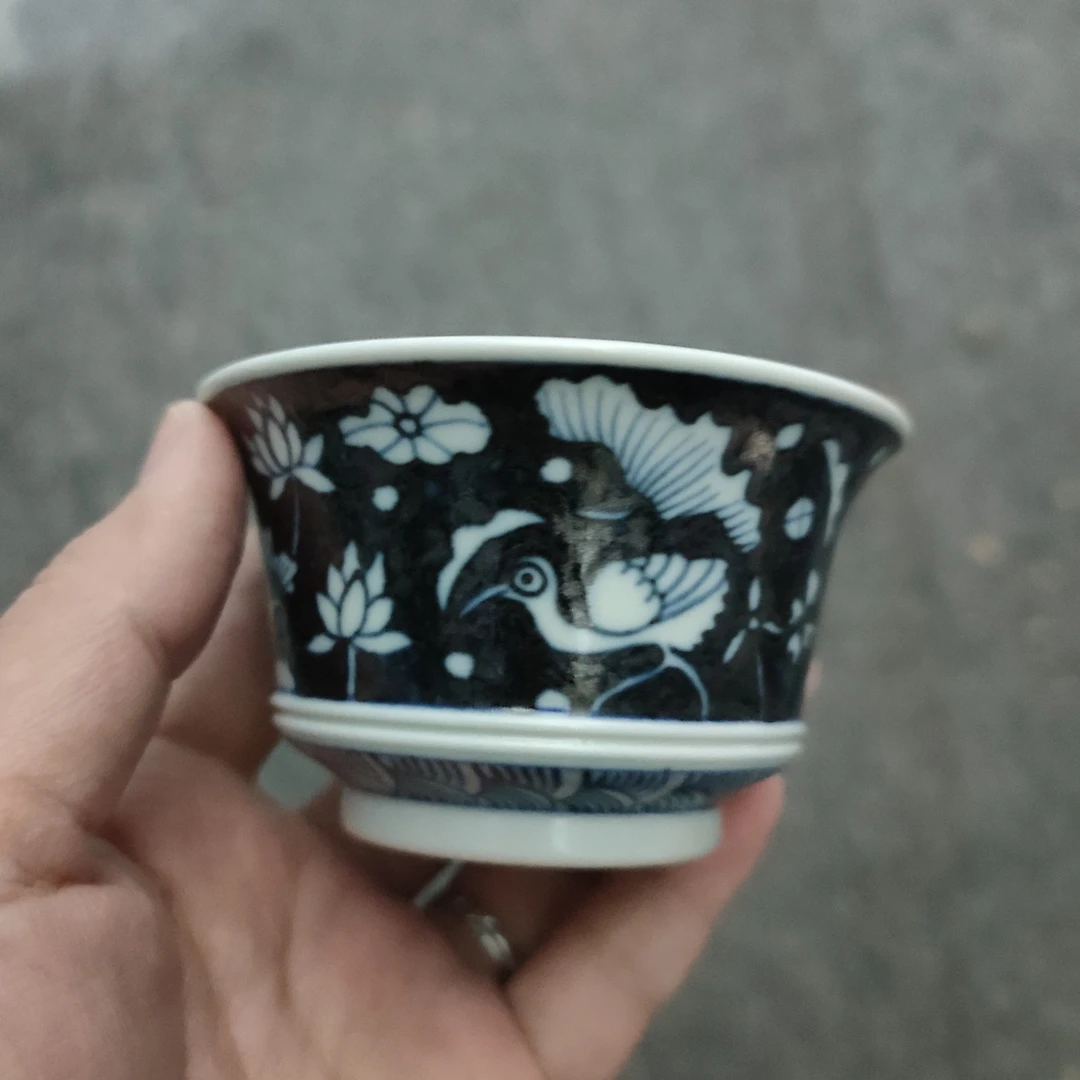 阅贤斋气窑一路马蹄杯微瑕