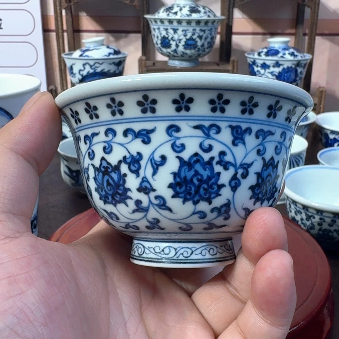 杯子纯手工手绘双狮
