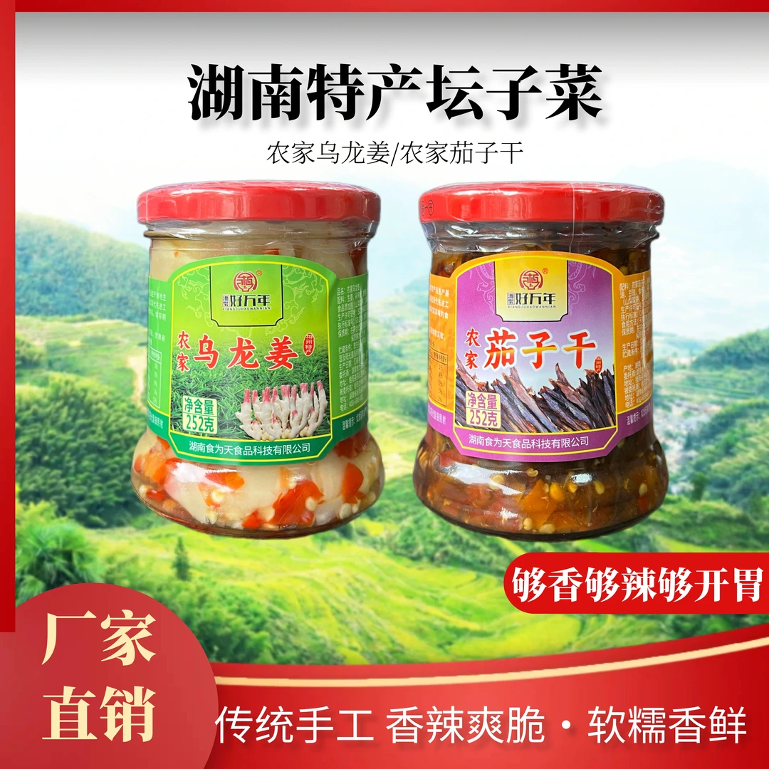 湖南特产农家乌龙姜茄子干香辣爽口坛子菜腌制配粥即食下饭美味