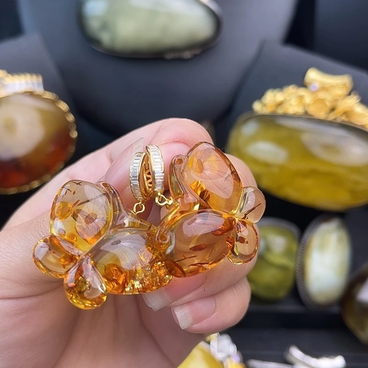 琥珀银S925镶嵌裸石