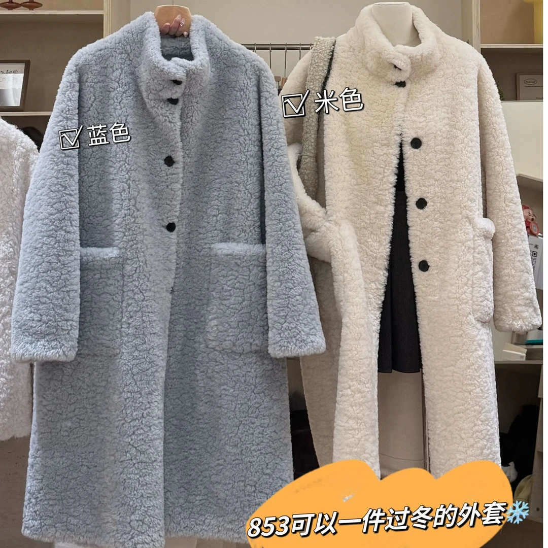 【火火家】冬款单排扣皮毛一体外套