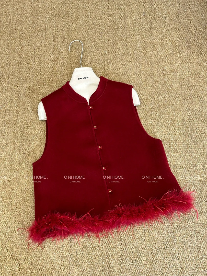 【欧尼家】冬季~年货羊毛国风马甲 衣长56