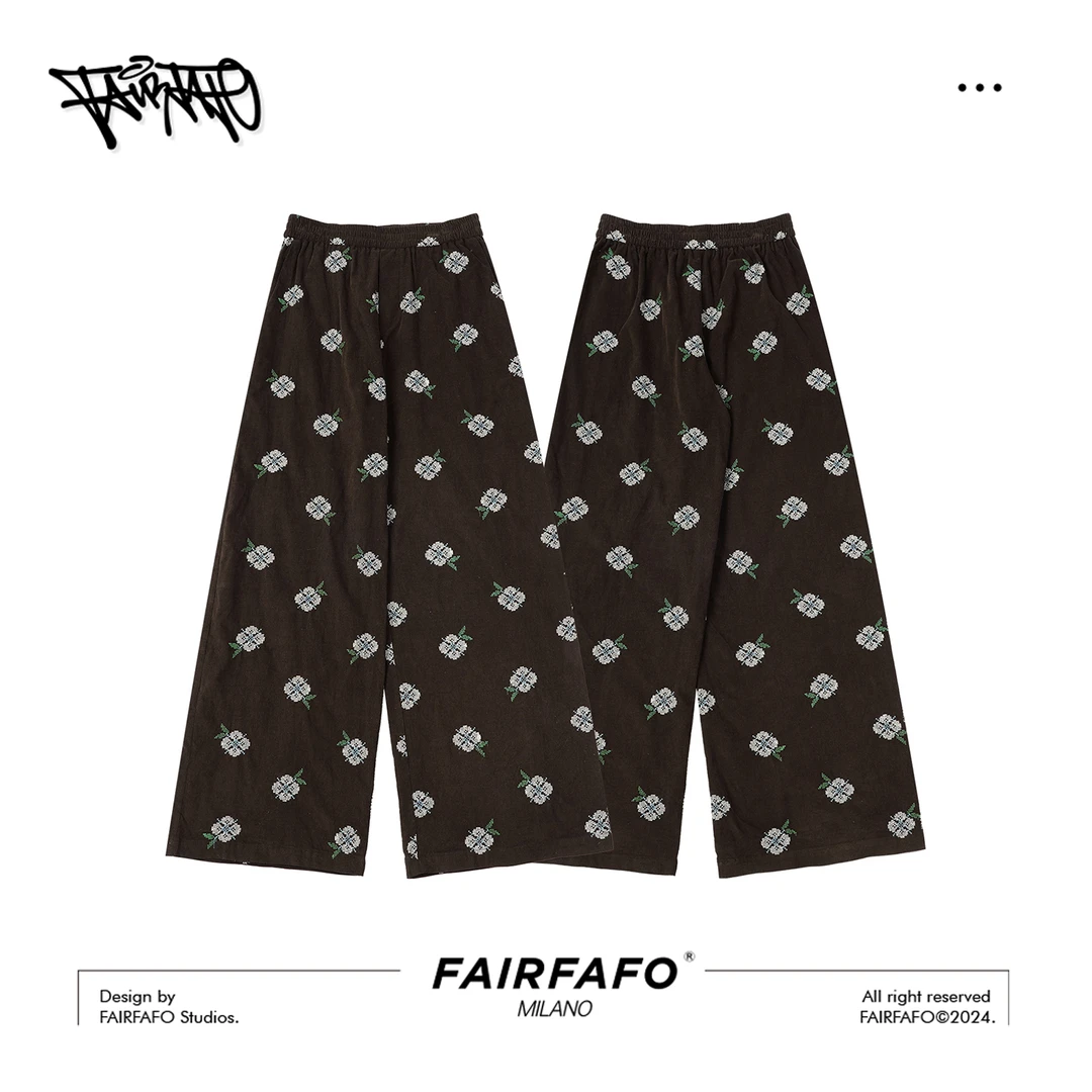 【花朵刺绣长裤】KZBL4A117早秋新款宽松舒适显腿长复古刺绣长裤