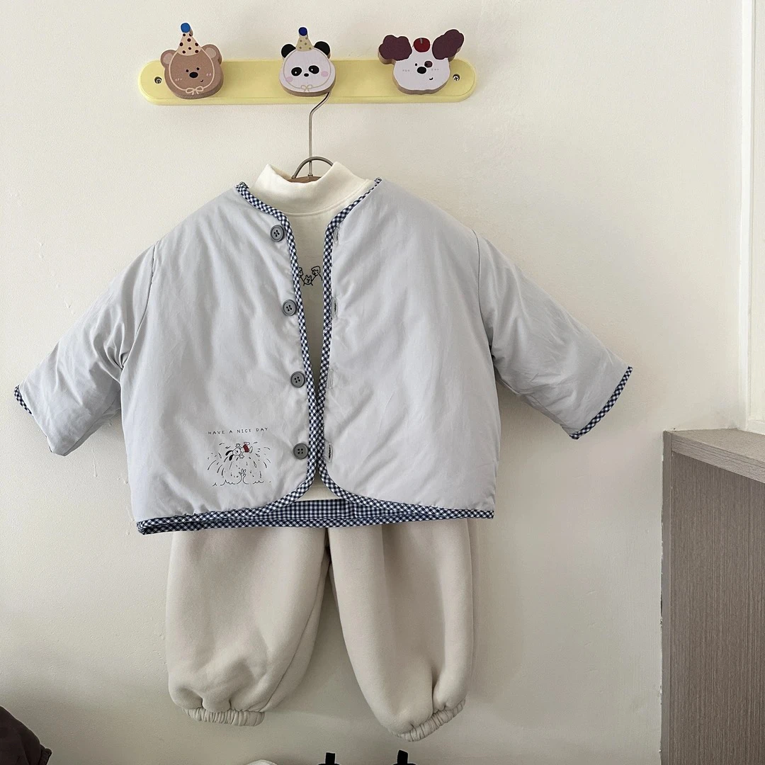 Q906-儿童冬季新款淡蓝色棉服