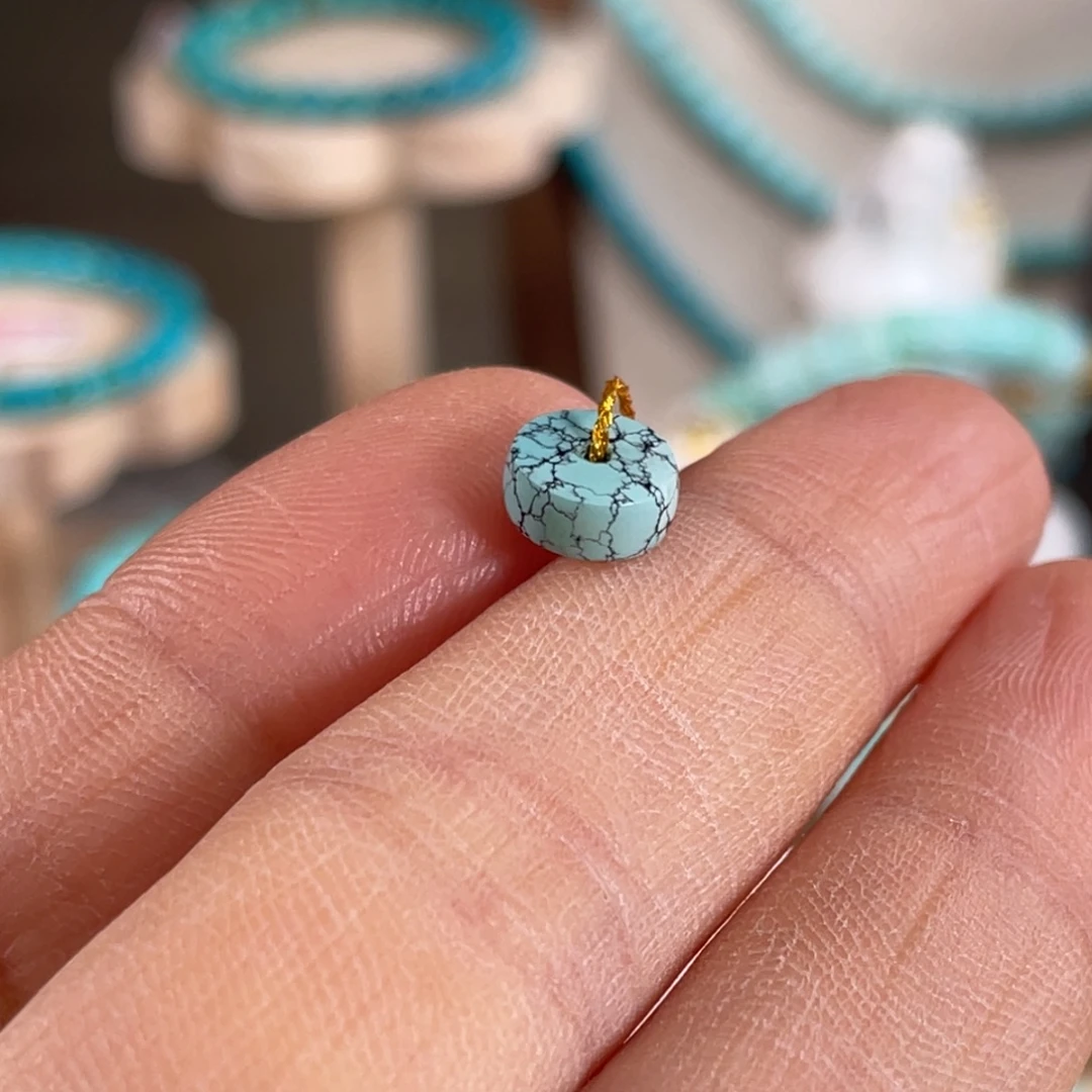 绿松石未镶嵌套链瓷釉级隔片7.6mm