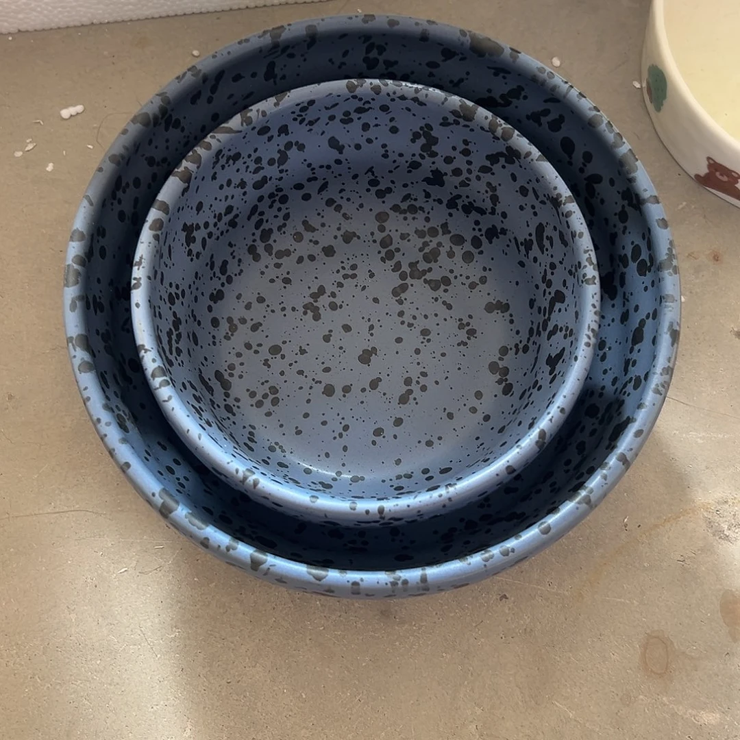 搪瓷蓝色泼墨八寸加六寸